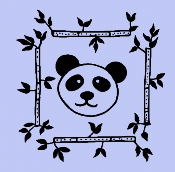 Panda Kopf im Bambusrahmen