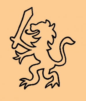 Wappentier Löwe mit Schwert