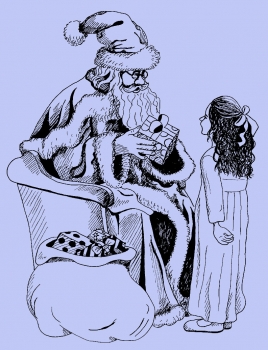 Weihnachtsbescherung / Kind beim Nikolaus