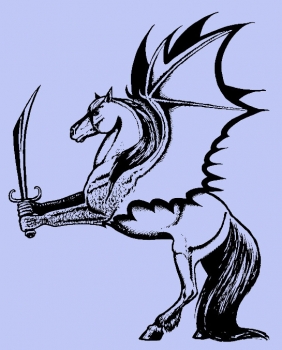 Pegasus mit Schwert