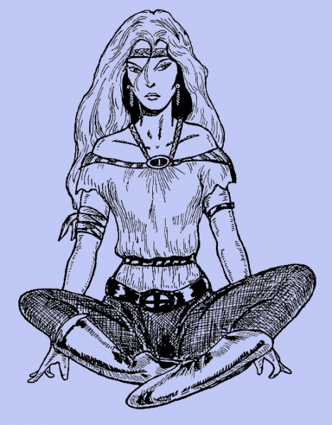 Lady im Schneidersitz